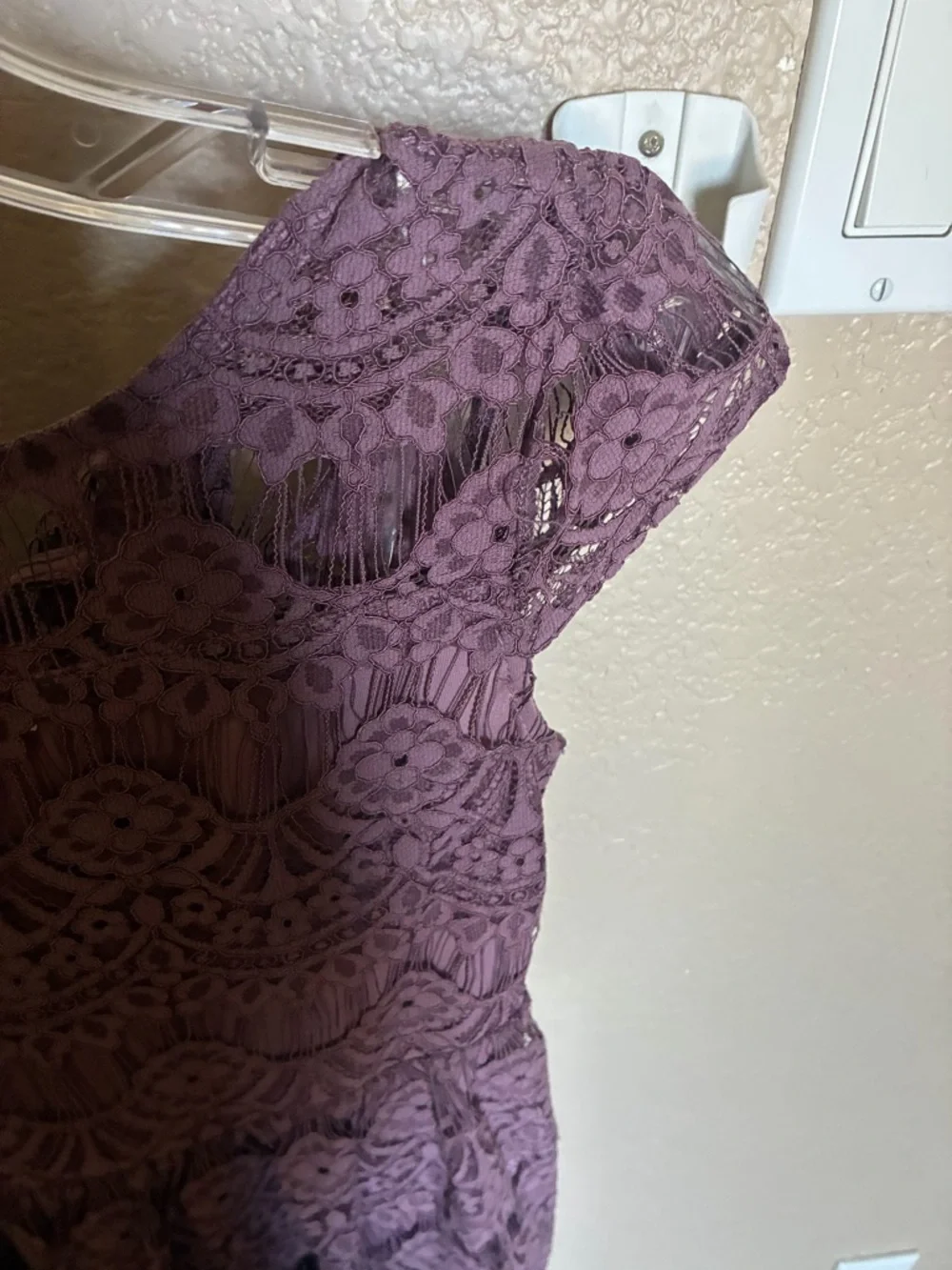 Speechless Dusty Mauve Lace Cap-Sleeve Fit-and-Flare Dress